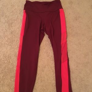 Old Navy Marron Leggings With Pink Stripe